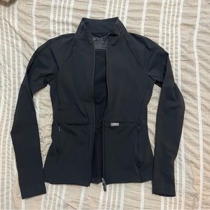 Black Contour knit figs scrub jacket - XS